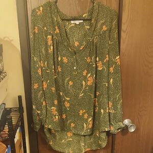 DR2 Green and Orange Floral Blouse